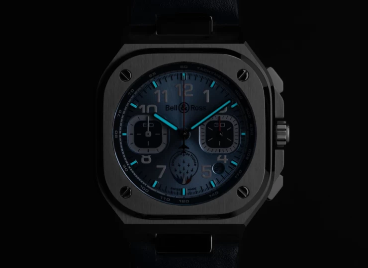BELL & ROSS BR-05 Chrono Patrouille de France 42mm サニーブルー文字盤 BR05C-PAF-ST/SCA
