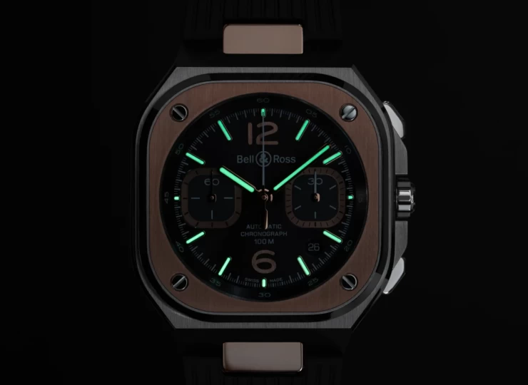BELL & ROSS BR-05 Chrono Grey Steel & Gold 42mm ルテニウム文字盤 ラバーストラップ BR05C-RTH-STPG/SRB