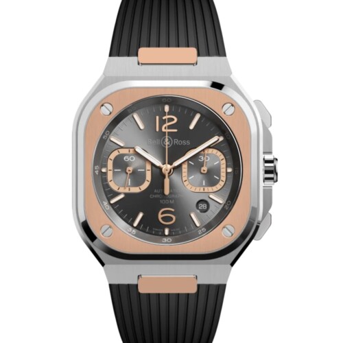 BR-05 Chrono Grey Steel & Gold 42mm ルテニウム文字盤 ラバーストラップ