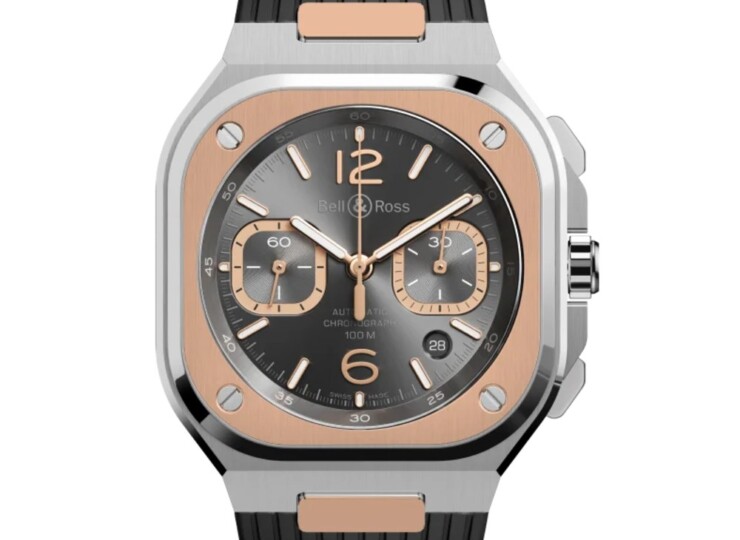 BELL & ROSS BR-05 Chrono Grey Steel & Gold 42mm ルテニウム文字盤 ラバーストラップ BR05C-RTH-STPG/SRB
