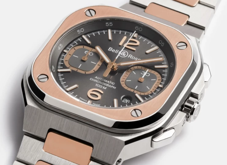 BELL & ROSS BR-05 Chrono Grey Steel & Gold 42mm ルテニウム文字盤 スティール＆ゴールドブレスレット BR05C-RTH-STPG/SSG