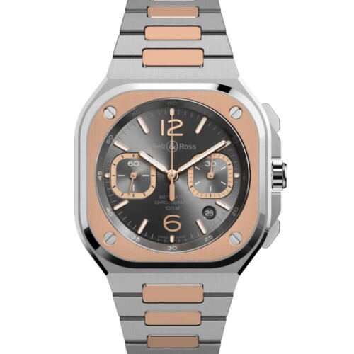 BR-05 Chrono Grey Steel & Gold 42mm ルテニウム文字盤 スティール＆ゴールドブレスレット