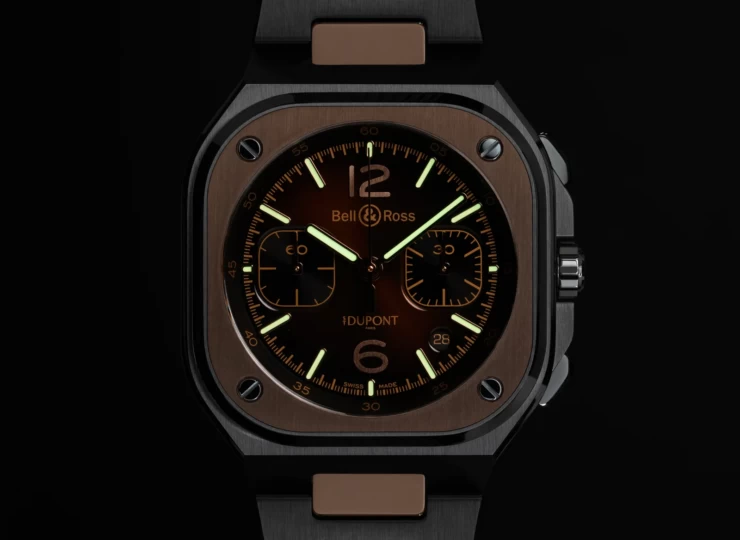 BELL & ROSS BR-05 Chrono S.T. Dupont 42mm ブラウン文字盤 スティール&ゴールドブレスレット BR05C-STD-STPG/SSG
