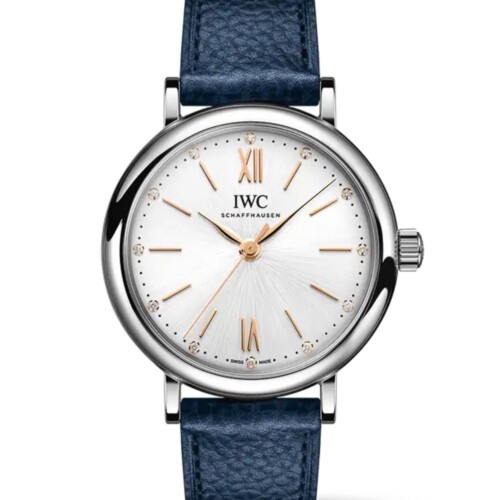 ポートフィノ・オートマティック 34mm シルバー文字盤 ステンレススティール カーフスキン・ストラップ