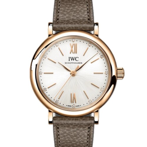 ポートフィノ・オートマティック 34mm シルバー文字盤 18Kレッドゴールド カーフスキン・ストラップ