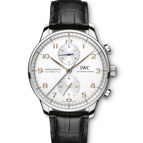 IWC ポルトギーゼ・クロノグラフ 41mm シルバー文字盤 ステンレススティール ブラック・アリゲーター・ストラップ IW371604