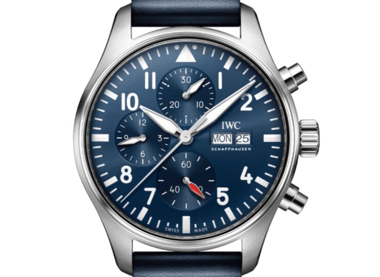 IWC パイロット・ウォッチ・クロノグラフ 43mm ブルー文字盤 カーフスキン・ストラップ IW378003