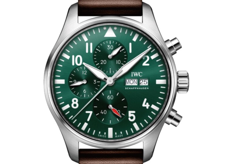 IWC パイロット・ウォッチ・クロノグラフ 43mm グリーン文字盤 カーフスキン・ストラップ IW378005