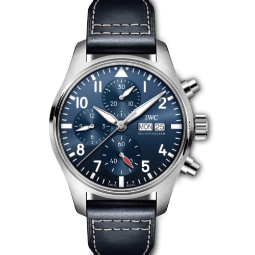 パイロット・ウォッチ・クロノグラフ 41mm ブルー文字盤 カーフスキン・ストラップ