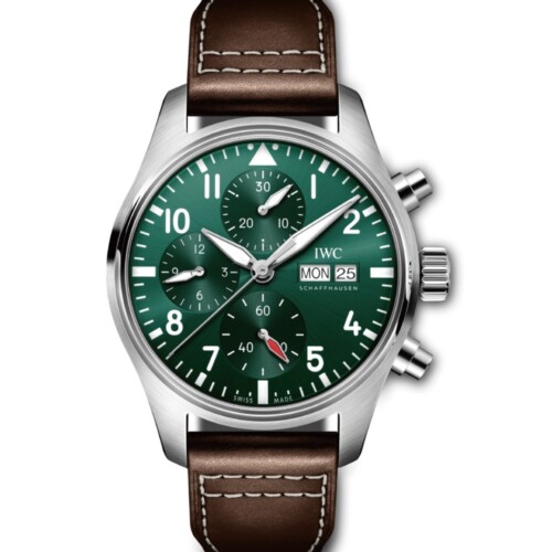 パイロット・ウォッチ・クロノグラフ 41mm グリーン文字盤 ステンレススティール カーフスキン・ストラップ