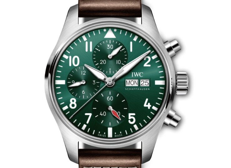 IWC パイロット・ウォッチ・クロノグラフ 41mm グリーン文字盤 ステンレススティール カーフスキン・ストラップ IW388103