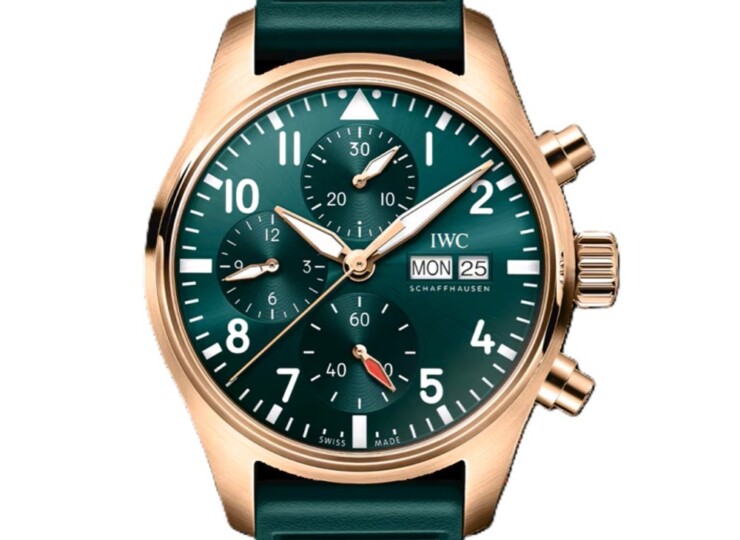 IWC パイロット・ウォッチ・クロノグラフ 41mm グリーン文字盤 18Kレッドゴールド ラバー・ストラップ IW388110