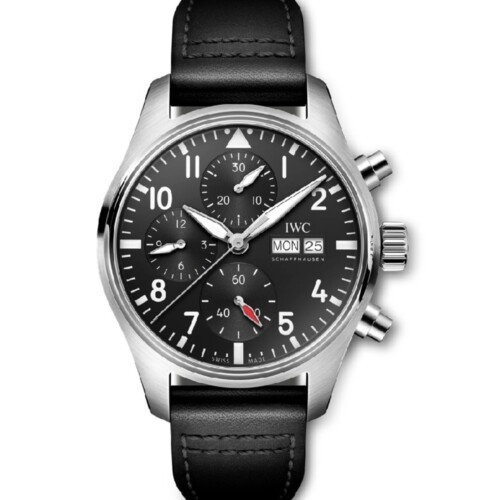 パイロット・ウォッチ・クロノグラフ 41mm ブラック文字盤 カーフスキン・ストラップ
