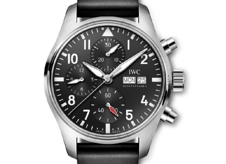 IWC パイロット・ウォッチ・クロノグラフ 41mm ブラック文字盤 カーフスキン・ストラップ IW388111