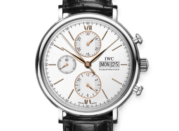 IWC ポートフィノ・クロノグラフ 42mm シルバー文字盤 ステンレススティール ブラック・アリゲーター・ストラップ IW391031