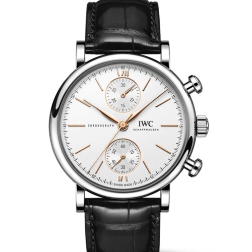 ポートフィノ・クロノグラフ 39mm シルバー文字盤 ブラック・アリゲーター・ストラップ