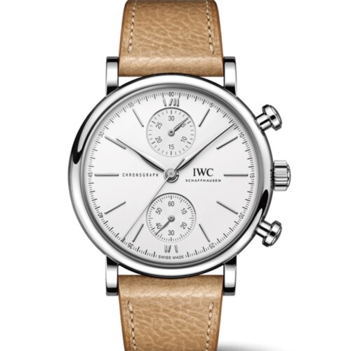 ポートフィノ・クロノグラフ 39mm ホワイト文字盤 カーフスキン・ストラップ
