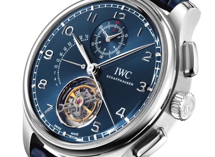 IWC ポルトギーゼ・トゥールビヨン・レトログラード・クロノグラフ 43.5mm ブルー文字盤 プラチナ IW394007