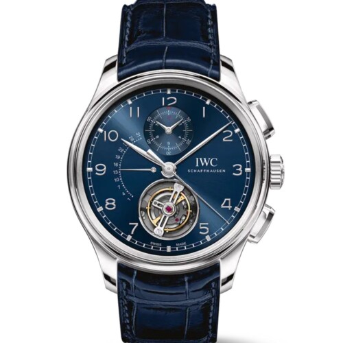 IWC ポルトギーゼ・トゥールビヨン・レトログラード・クロノグラフ 43.5mm ブルー文字盤 プラチナ IW394007
