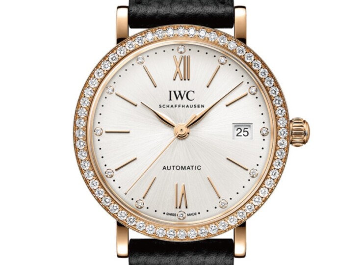 IWC ポートフィノ・オートマティック 37mm シルバー文字盤 18Kレッドゴールド ブラック・カーフスキン・ストラップ ダイヤモンド IW658603