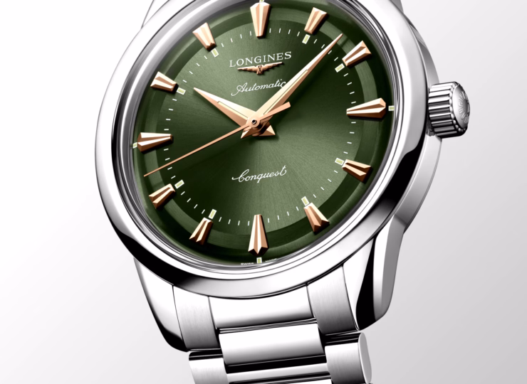 LONGINES コンクエスト ヘリテージ 38mm 緑ラッカー「ポリッシュ」文字盤 ステンレススティール ブレスレット L1.649.4.02.6
