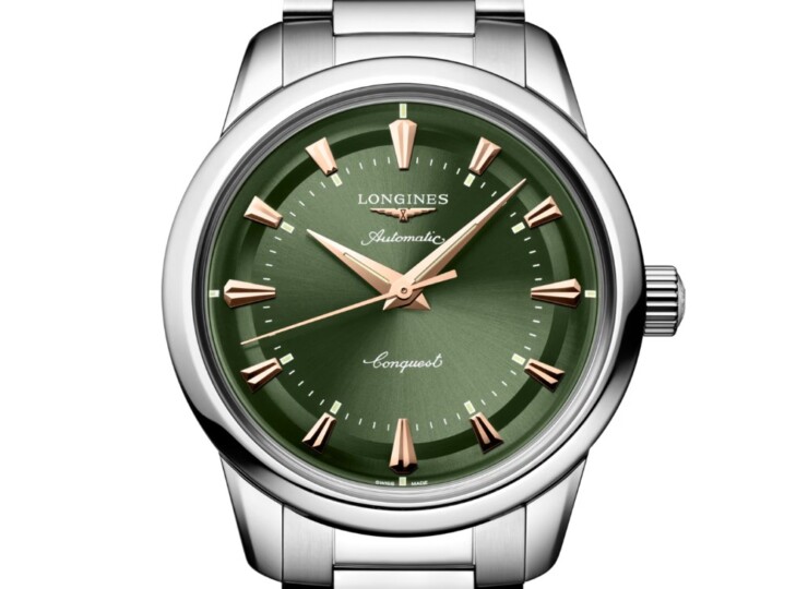 LONGINES コンクエスト ヘリテージ 38mm 緑ラッカー「ポリッシュ」文字盤 ステンレススティール ブレスレット L1.649.4.02.6