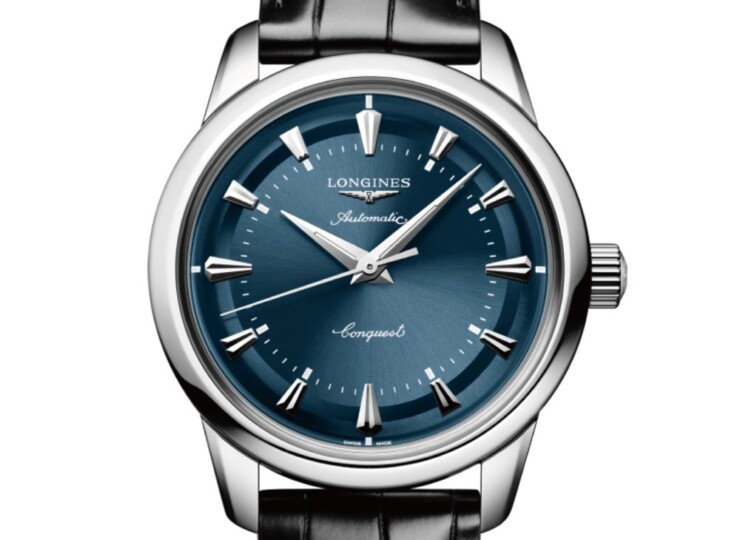 LONGINES コンクエスト ヘリテージ 38mm 青ラッカー「ポリッシュ」文字盤 ステンレススティール アリゲーターストラップ L1.649.4.92.2