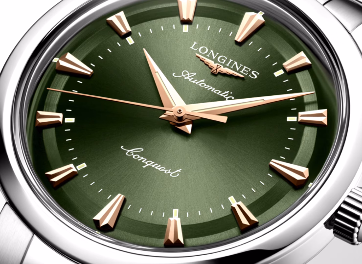 LONGINES コンクエスト ヘリテージ 40mm 緑ラッカー「ポリッシュ」文字盤 ステンレススティール ブレスレット L1.650.4.02.6