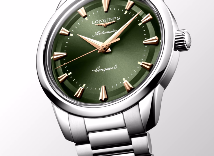 LONGINES コンクエスト ヘリテージ 40mm 緑ラッカー「ポリッシュ」文字盤 ステンレススティール ブレスレット L1.650.4.02.6