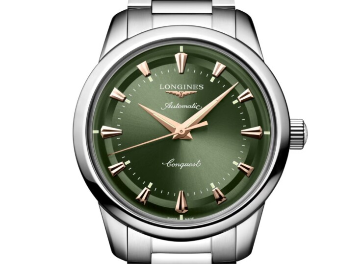 LONGINES コンクエスト ヘリテージ 40mm 緑ラッカー「ポリッシュ」文字盤 ステンレススティール ブレスレット L1.650.4.02.6