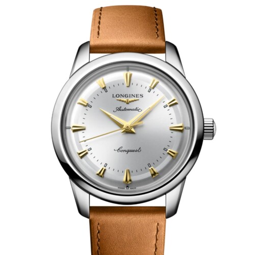 LONGINES コンクエスト ヘリテージ 40mm シルバー文字盤 ステンレススティール レザーストラップ L1.650.4.72.2