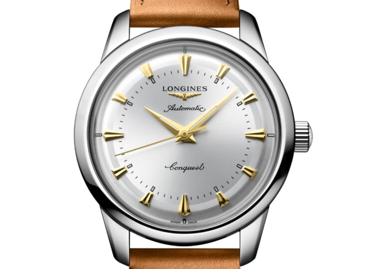 LONGINES コンクエスト ヘリテージ 40mm シルバー文字盤 ステンレススティール レザーストラップ L1.650.4.72.2