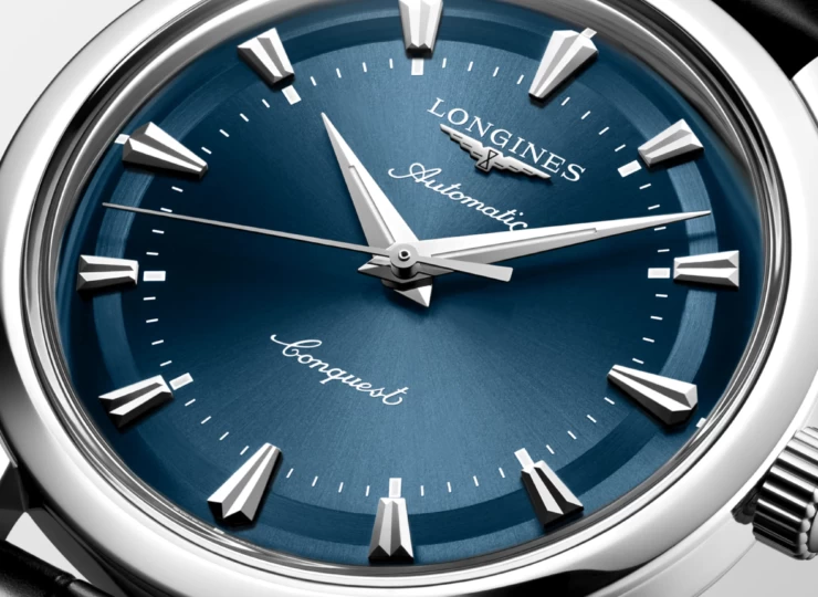 LONGINES コンクエスト ヘリテージ 40mm 青ラッカー「ポリッシュ」文字盤 ステンレススティール アリゲーターストラップ L1.650.4.92.2