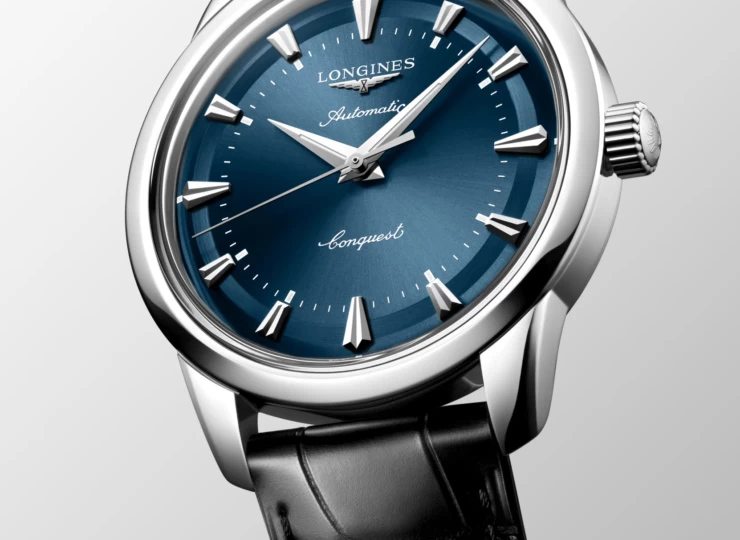 LONGINES コンクエスト ヘリテージ 40mm 青ラッカー「ポリッシュ」文字盤 ステンレススティール アリゲーターストラップ L1.650.4.92.2