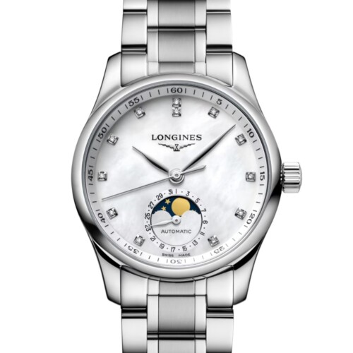 マスターコレクション ムーンフェイズ 34mm ホワイト マザーオブパール文字盤 ステンレススティール ダイヤモンド ブレスレット