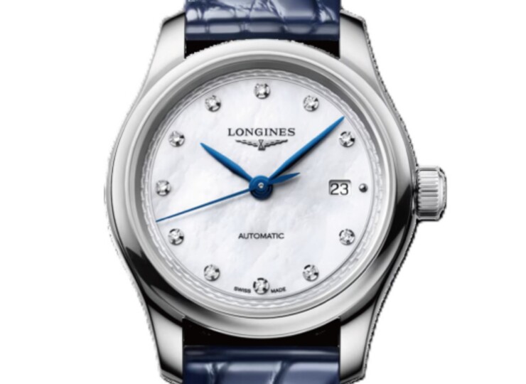 LONGINES マスターコレクション 30mm ホワイト マザーオブパール文字盤 ステンレススティール ダイヤモンド アリゲーターストラップ L2.449.4.87.2