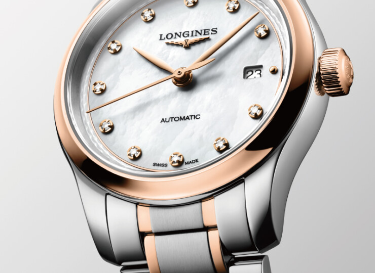LONGINES マスターコレクション 30mm ホワイト マザーオブパール文字盤 ステンレススチール&18KローズゴールドGC200 L2.449.5.89.7