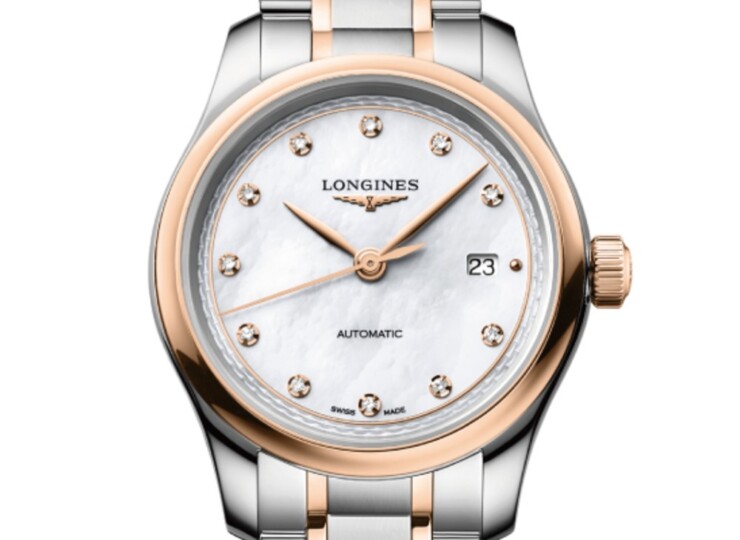 LONGINES マスターコレクション 30mm ホワイト マザーオブパール文字盤 ステンレススチール&18KローズゴールドGC200 L2.449.5.89.7