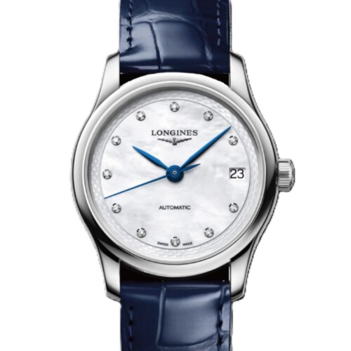 マスターコレクション 34mm ホワイト マザーオブパール文字盤 ステンレススティール ダイヤモンド アリゲーターストラップ