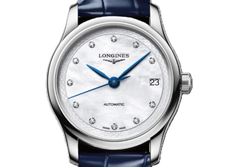 LONGINES マスターコレクション 34mm ホワイト マザーオブパール文字盤 ステンレススティール ダイヤモンド アリゲーターストラップ L2.450.4.87.2