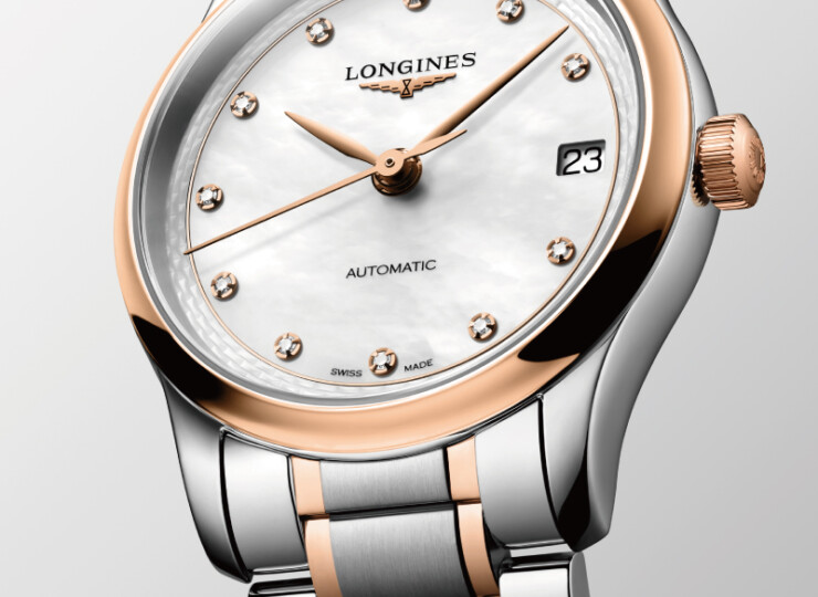 LONGINES マスターコレクション 34mm ホワイト マザーオブパール文字盤 ステンレススチール&18KローズゴールドGC200 L2.450.5.89.7