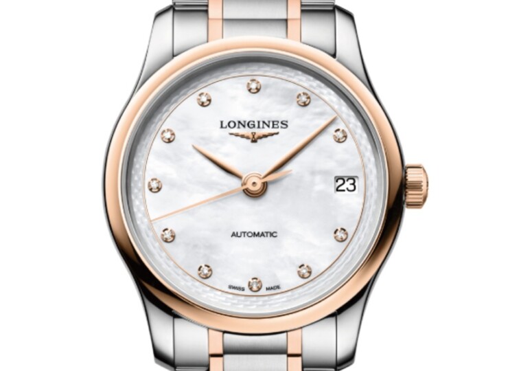 LONGINES マスターコレクション 34mm ホワイト マザーオブパール文字盤 ステンレススチール&18KローズゴールドGC200 L2.450.5.89.7