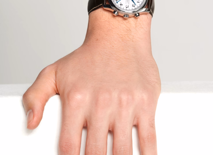 LONGINES マスターコレクション クロノグラフ 40mm シルバー「バーリーコーン」文字盤 ステンレススティール アリゲーターストラップ L2.673.4.78.3