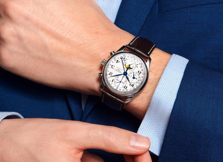 LONGINES マスターコレクション クロノグラフ 40mm シルバー「バーリーコーン」文字盤 ステンレススティール アリゲーターストラップ L2.673.4.78.3