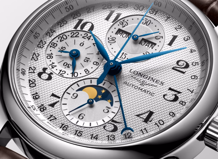 LONGINES マスターコレクション クロノグラフ 42mm シルバー「バーリーコーン」文字盤 ステンレススティール アリゲーターストラップ L2.773.4.78.3