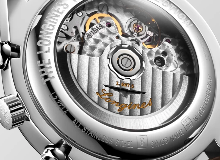 LONGINES マスターコレクション クロノグラフ 42mm シルバー「バーリーコーン」文字盤 ステンレススティール アリゲーターストラップ L2.773.4.78.3