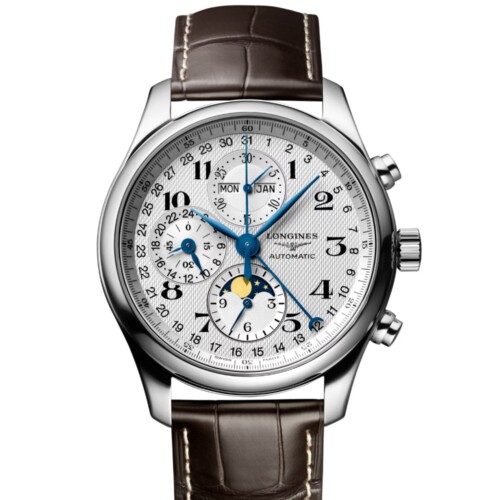 マスターコレクション クロノグラフ 42mm シルバー「バーリーコーン」文字盤 ステンレススティール アリゲーターストラップ