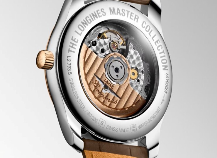 LONGINES マスターコレクション 40mm シルバー文字盤 ステンレススチール&18KローズゴールドGC200 アリゲーターストラップ L2.793.5.70.2