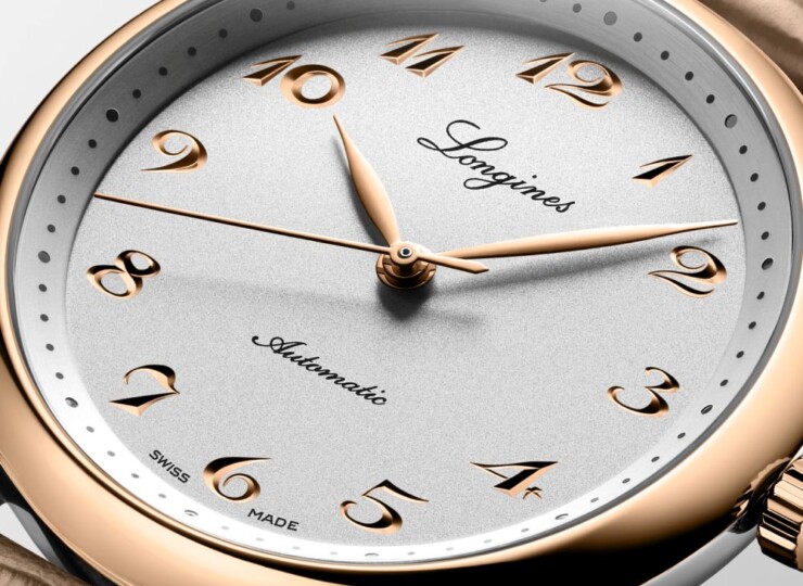 LONGINES マスターコレクション 40mm シルバー文字盤 ステンレススチール&18KローズゴールドGC200 アリゲーターストラップ L2.793.5.70.2