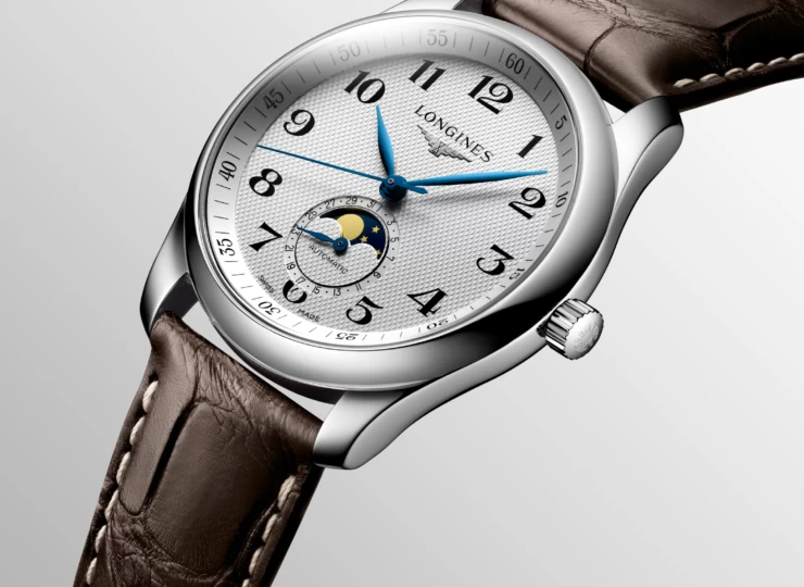 LONGINES マスターコレクション ムーンフェイズ 40mm シルバー「バーリーコーン」文字盤 ステンレススティール アリゲーターストラップ L2.909.4.78.3